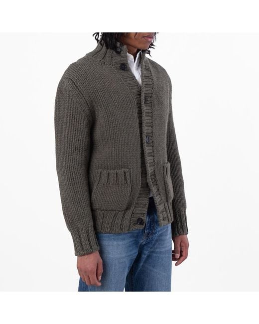Ferragamo Gray Ferragamo High Neck Long Sleeve Cardigan for men