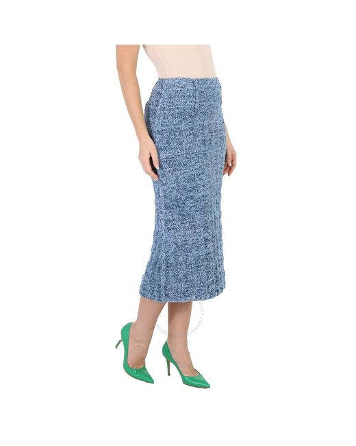 Maison Margiela Blue Boucle Knitted Midi Skirt