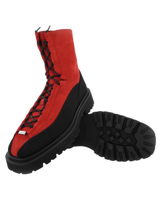 Ferragamo Red Ferragamo Atlante Hybrid Combat Boots, Size 9 for men