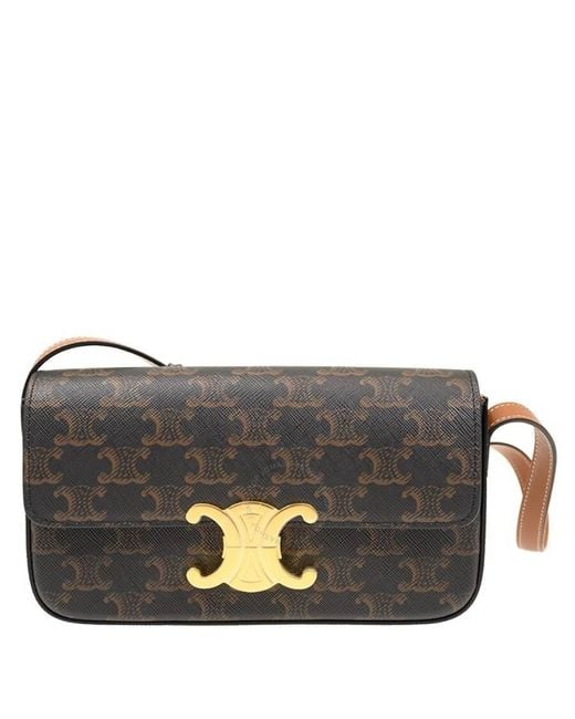 Céline Gray Triomphe Canvas And Calfskin Claude Shoulder Bag