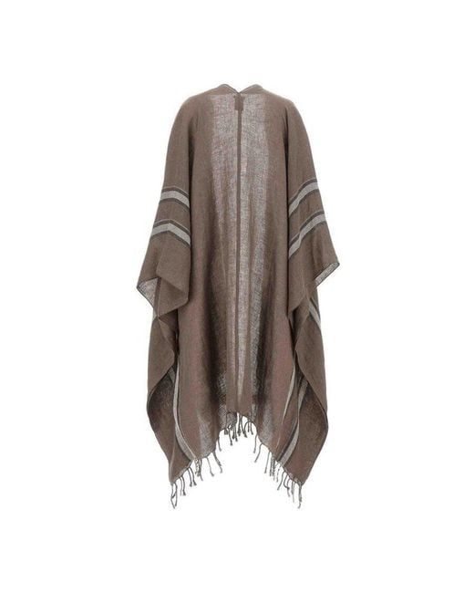 Brunello Cucinelli Brown Striped Linen Scarf