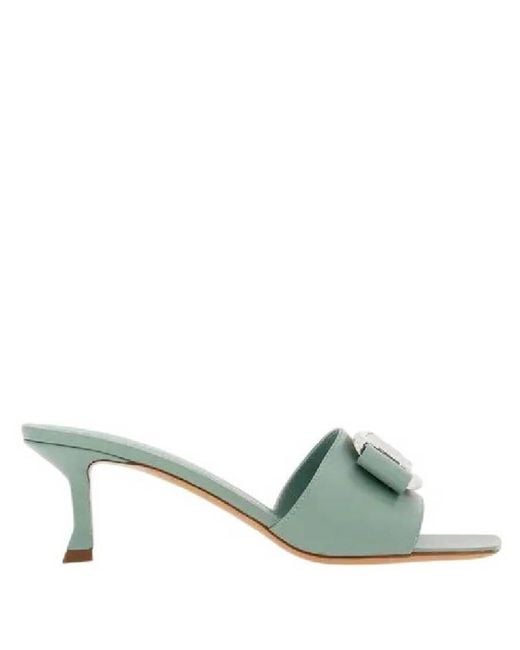 Ferragamo Green Ferragamo Slip-On Vara Bow Sandals