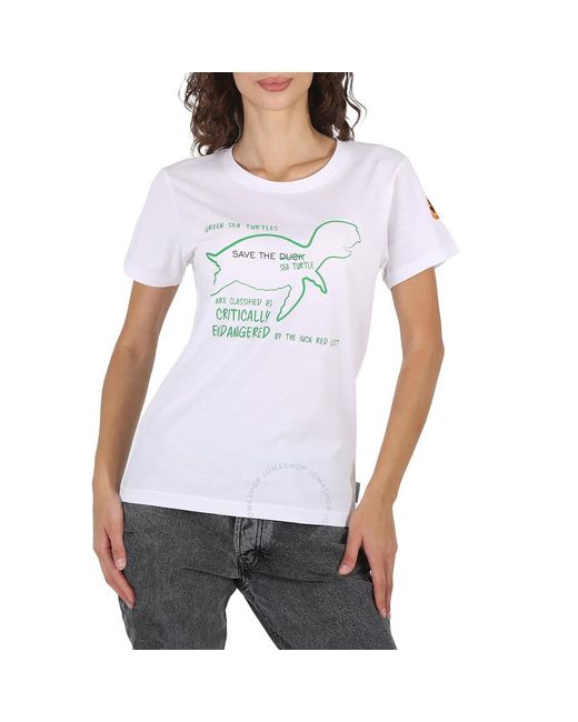 Save The Duck White Vivian Turtle Print T-shirt
