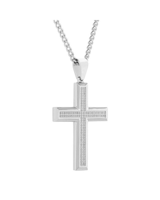 Robert Alton White 1/2Ctw Diamond Stainless Steel Cross Pendant for men