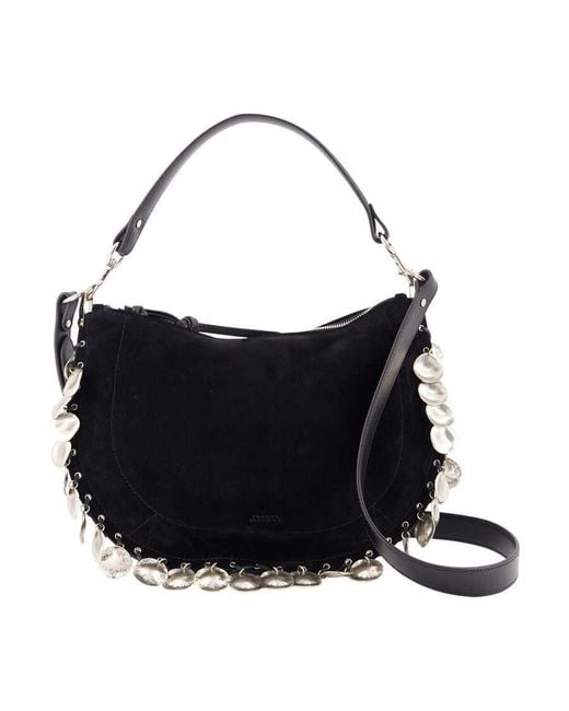 Isabel Marant Black Pearl-Embellished Calfskin Crossbody Bag