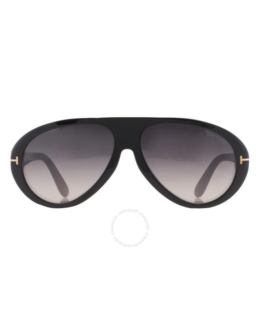 Tom Ford Black Camillo Smoke Pilot Sunglasses for men