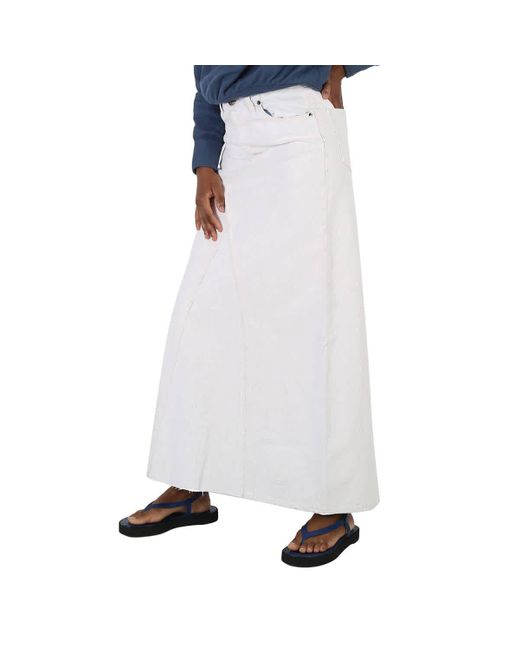 Maison Margiela White High-waisted Denim Maxi Skirt