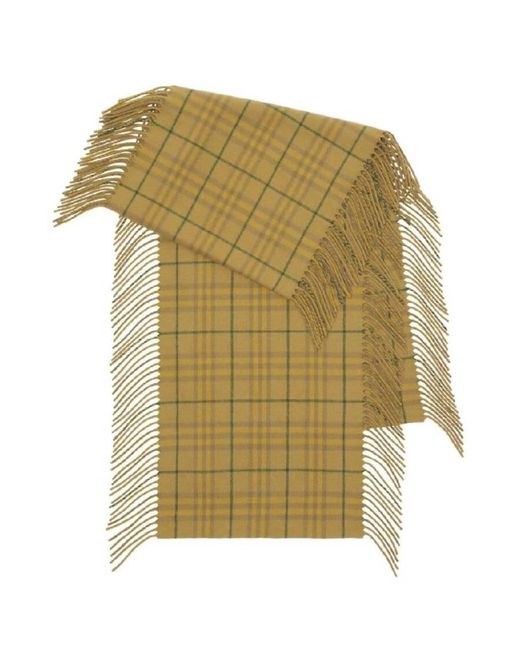 Burberry Green Check-Print Fringed Scarf
