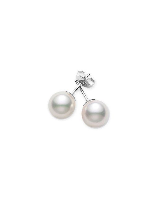 Mikimoto Metallic Akoya Pearl Stud Earrings With 18k White Gold 7-7.5m Aaa