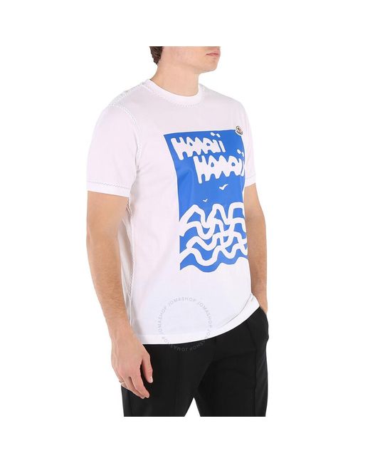 Moncler Blue Hawaii Motif Cotton T-shirt for men