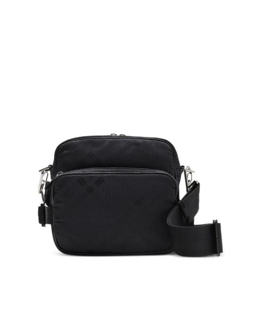 Burberry Black Check Adjustable Strap Crossbody Bag for men