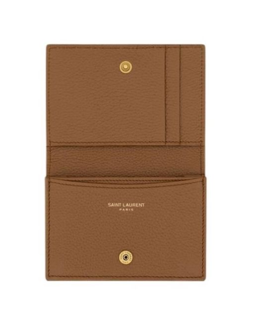 Saint Laurent Brown Cassandre Shadow Leather Card Case for men