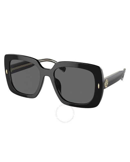 Tory Burch Black Dark Grey Square Sunglasses Ty7193f 170987 58