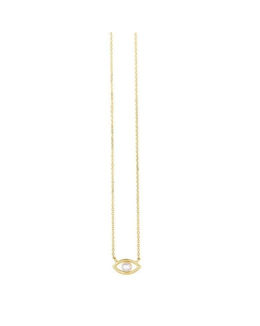 Tresorra Metallic 14K Evil Eye Pearl Pendant Necklace