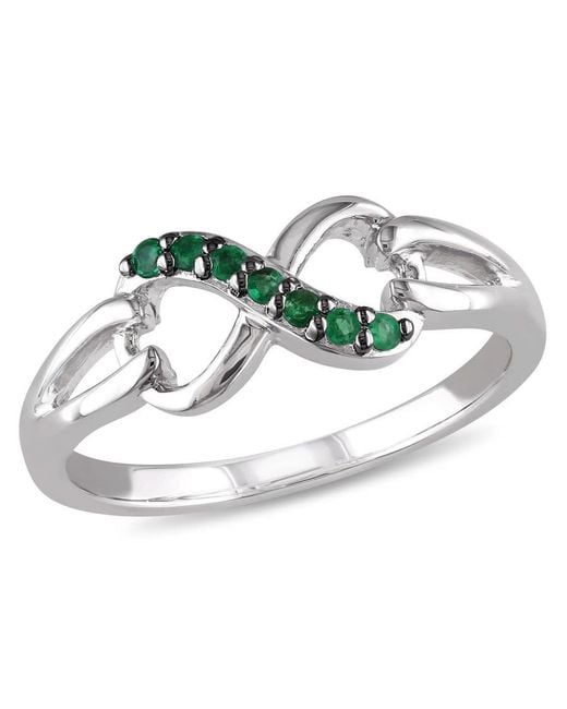 Amour Metallic Emerald Accent Infinity Ring