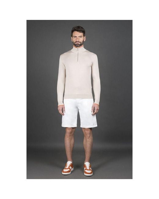 Moorer Gray Zip Collar Sweater for men