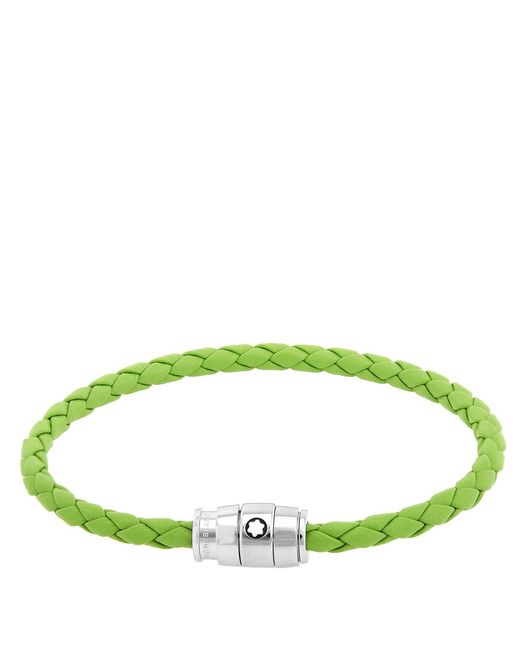 Montblanc Green Meisterstuck Steel & Lime Leather Bracelet for men