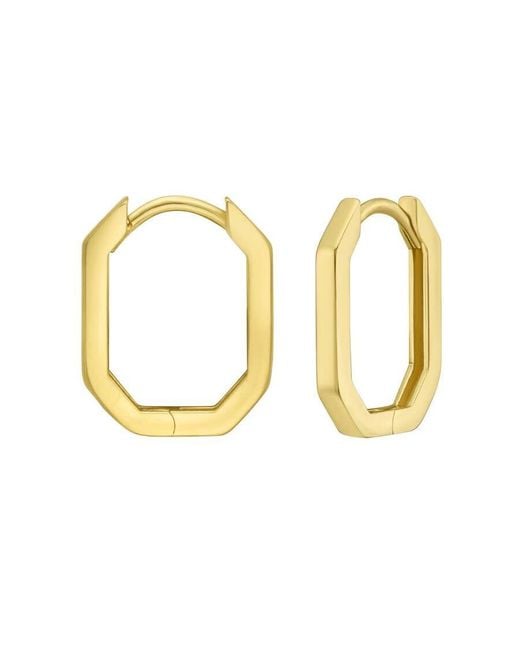 Tresorra Metallic 14K Hexagon Hoop Earrings