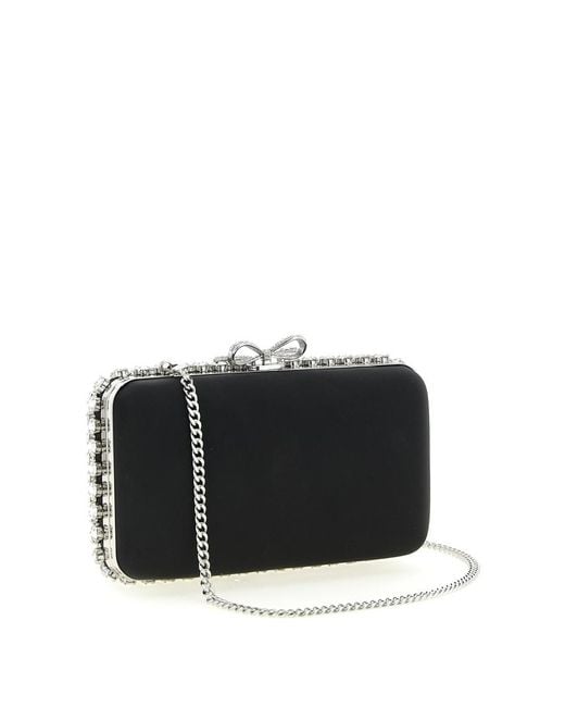 Self-Portrait Black Self-Portrait Crystal-Embellished Clutch Ivory