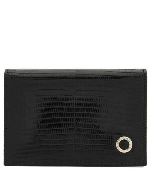 BVLGARI Black Business Leather Card Holder for men