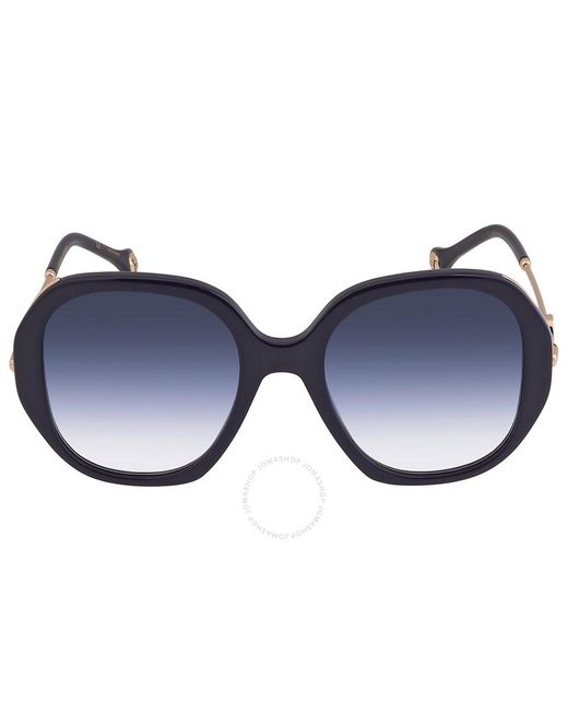 Carolina Herrera Blue Violet Shaded Rectangular Sunglasses Ch 0019/s 0pjp/dg 54