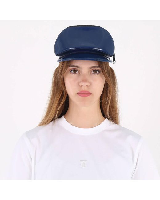 Burberry Blue Removable Zipper Pocket Vinyl Visor Hat
