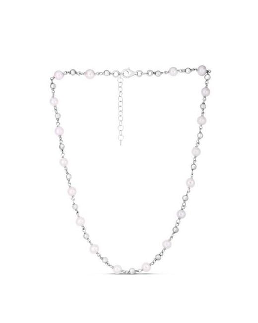 Tresorra Metallic Sterling Pearl Bead Chain Necklace