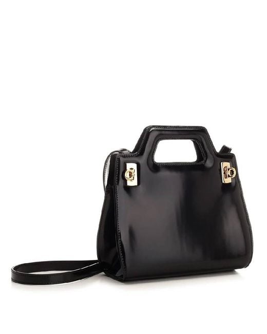 Ferragamo Black Ladies Wanda Mini Bag