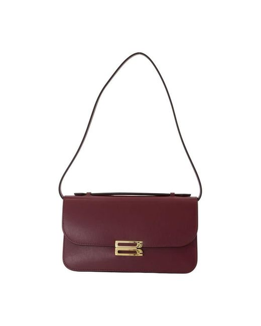 Victoria Beckham Purple Midi Dorian Pochette Shoulder Bag Burgundy
