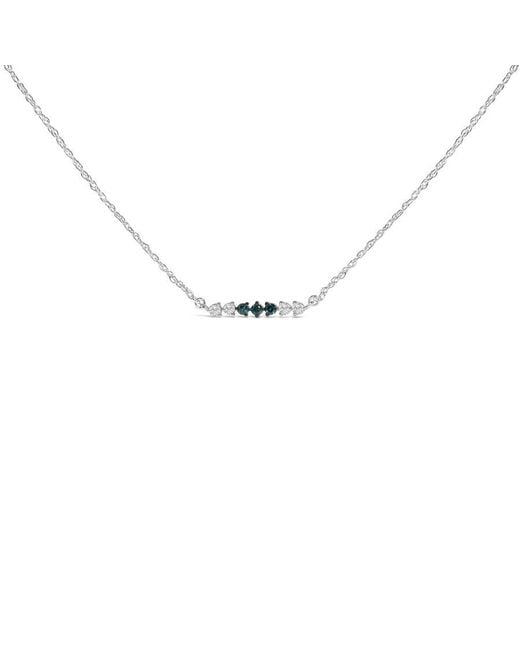 Haus of Brilliance Metallic Sterling 1/5 Cttw And Diamond 6 Stone Bar Necklace