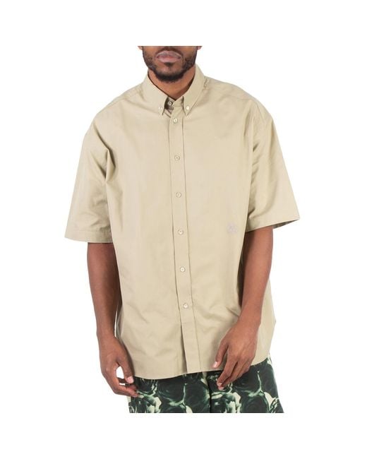 Burberry Natural Logo-Embroidered Short Sleeve Poplin Shirt for men
