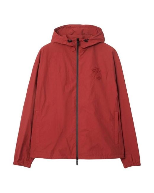 Burberry Red Anorak Ekd Hooded Jacket for men