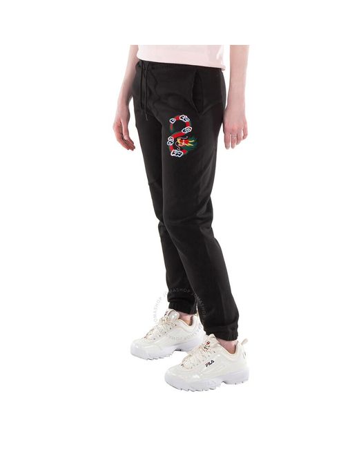 KENZO Black Drawstring Embroidered Jogging Pants