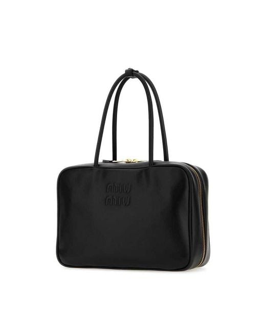 Miu Miu Black Smooth Leather Top Handle Bag