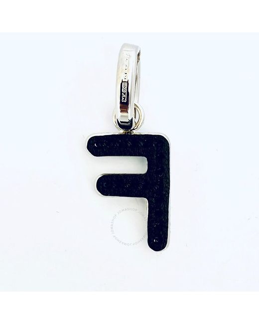 Burberry White Leather-topstitched 'f' Alphabet Charm