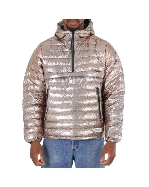 Mostly Heard Rarely Seen Brown Quarter Zip Puffer Jacket for men
