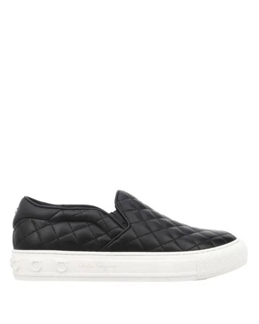 Ferragamo Black Ferragamo Borg Leather Slip-On Sneakers