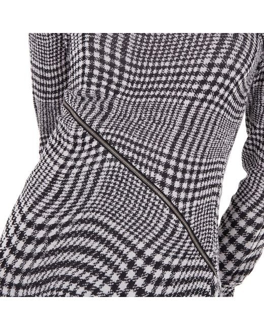 Burberry Gray Houndstooth Pattern Midi Dress