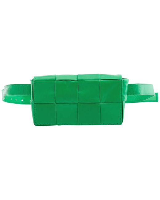Bottega Veneta Green Parakeet Mini Intreccio Leather Cassette Belt Bag for men