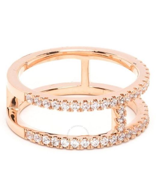 Apm Monaco Metallic Double Line Pave Ring