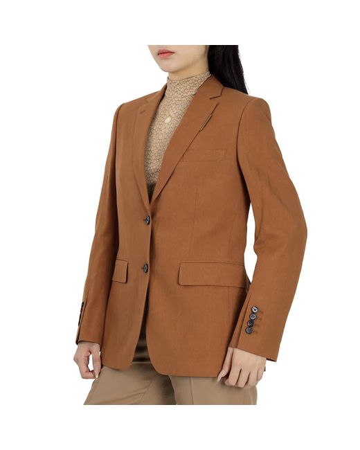 Burberry Brown Wool Silk Cotton Blazer Jacket