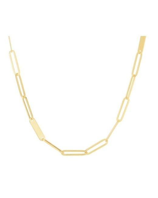 Tresorra Metallic 14K Paperclip Bar Fashion Chain Necklace