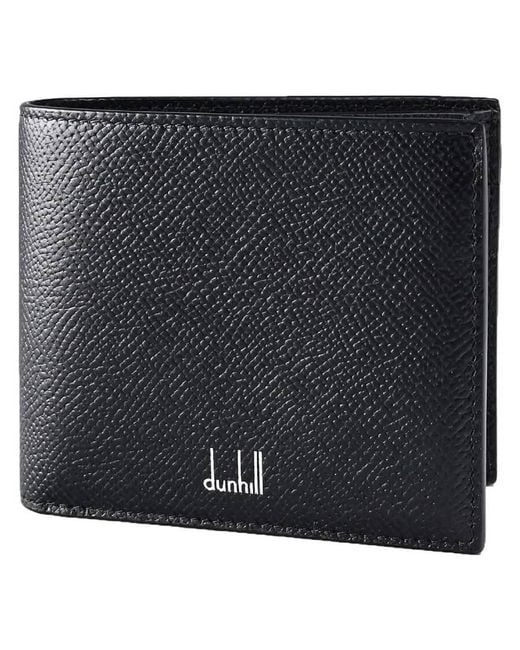 Dunhill Black Cadogan 4Cc Coin Purse Billfold Leather Wallet for men