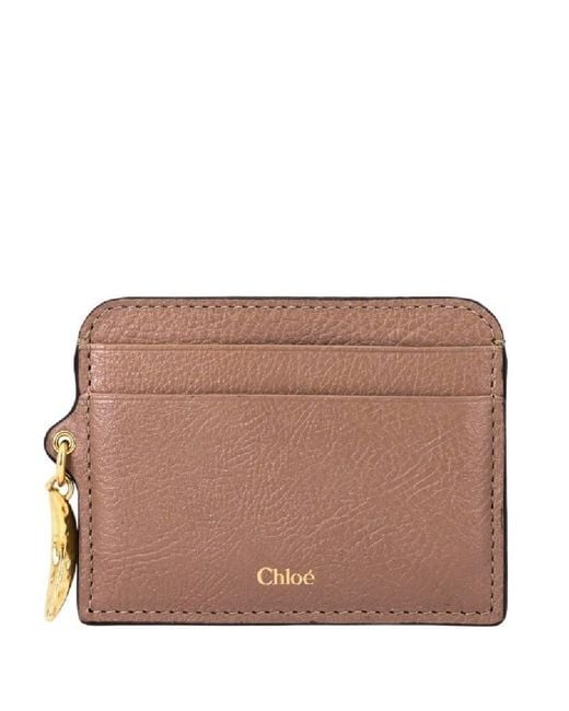 Chloé Brown Logo Embellished Leather Cardholder for men