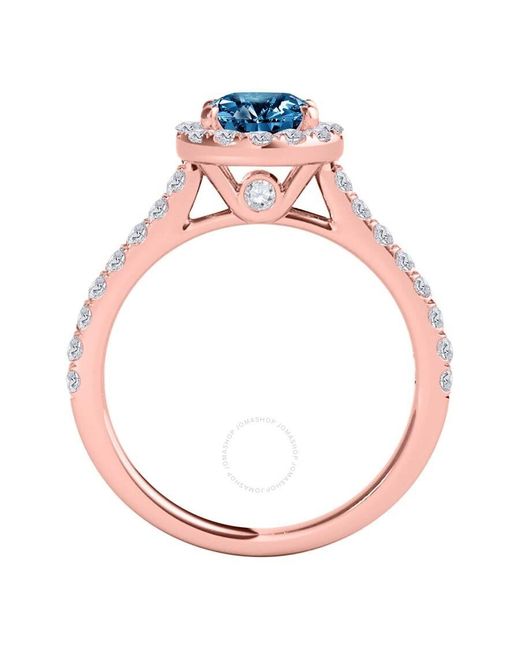 Maulijewels 1.60 Carat Blue & White Halo Diamond Bridal Set Engagement Ring