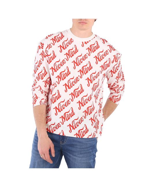 Etudes Studio Red Spirit Long Sleeved Nevermind Allover Logo T-Shirt for men
