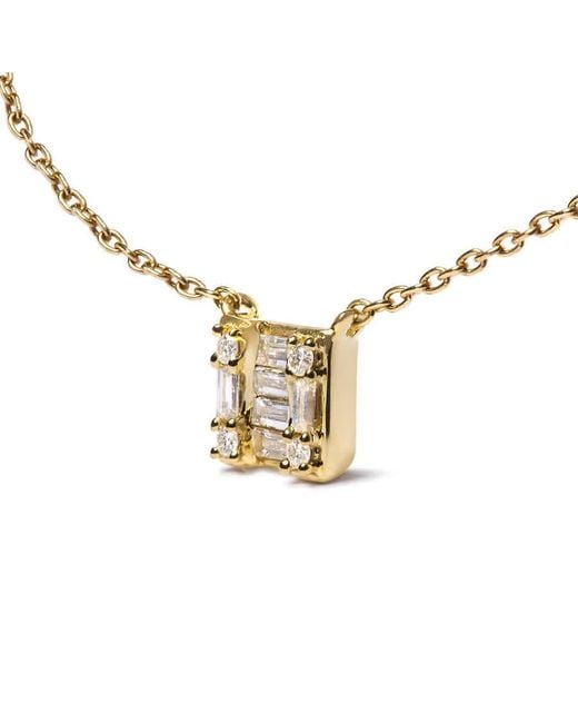 Haus of Brilliance Metallic 10K 1/10 Cttw Round And Baguette Diamond Mosaic Composite Square 18" Inch Necklace (H-I Color, I1-I2 Clarity)