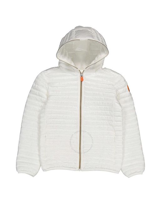 Save The Duck White Girls Off Lola Hooded Puffer Jacket