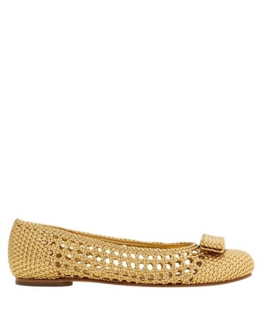 Ferragamo Metallic Woven Varina Ballet Flat