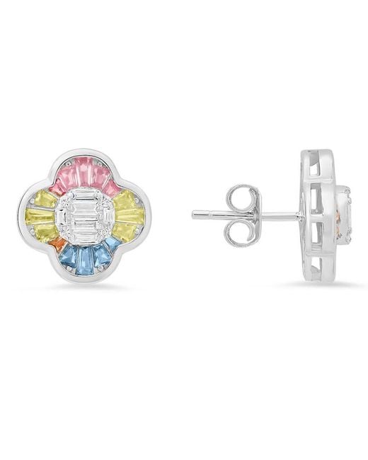 Kylie Harper Blue Sterling Pastel Multi-Color Clover Earrings